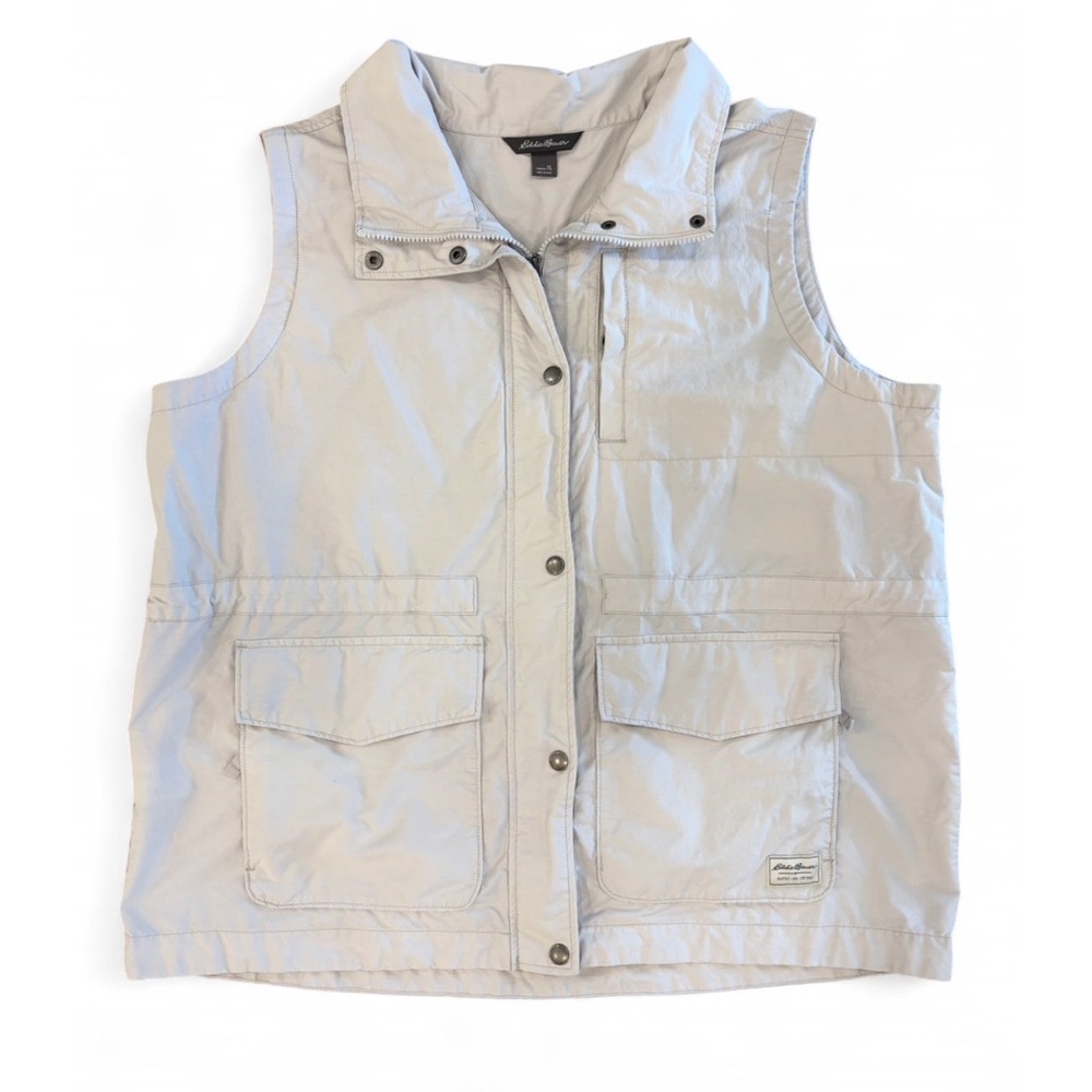 Eddie Bauer Women's Gray Zip-Up Utility Vest Fisherman Core XL